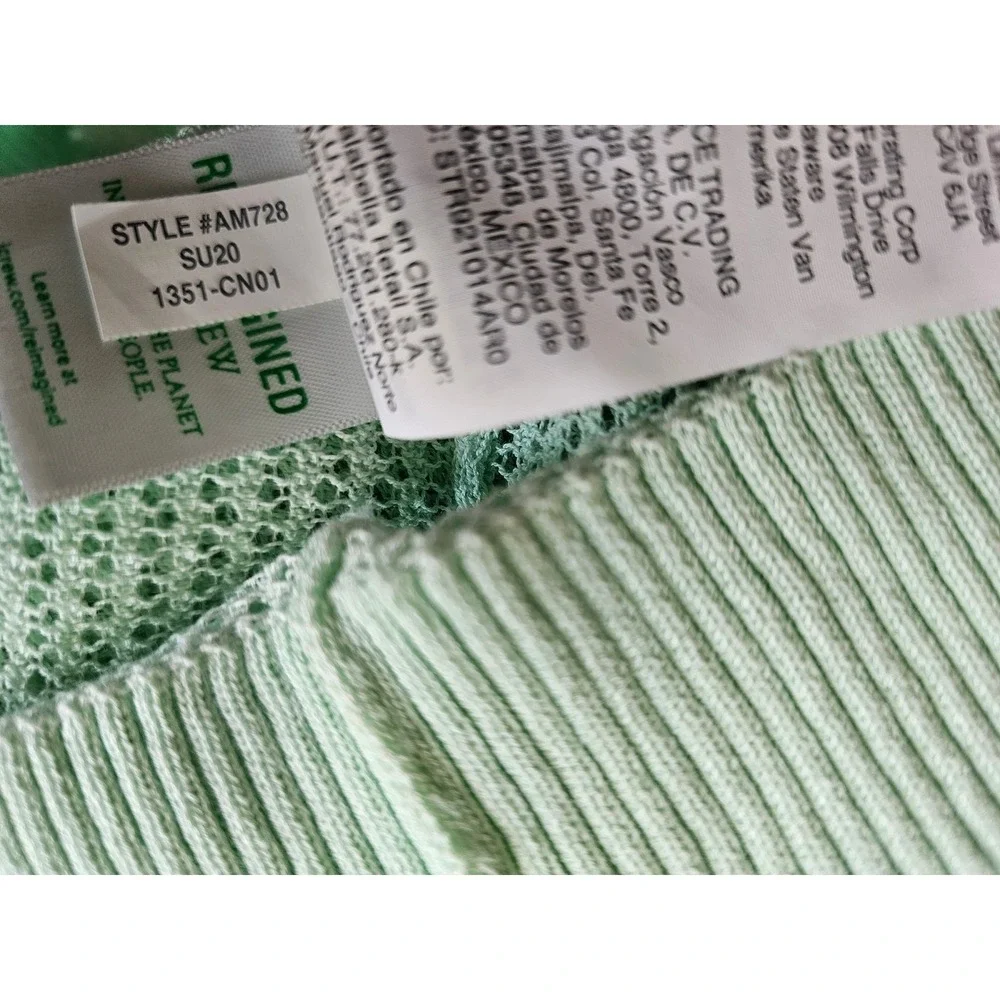 J Crew Pointelle Stitch Mint Green‎ Open Knit Mesh Button Front Cardigan Size M